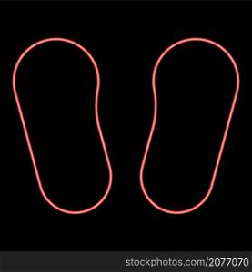 Neon baby footprint footwear red color vector illustration image flat style light. Neon baby footprint footwear red color vector illustration image flat style
