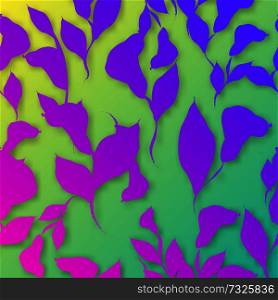 Neon background with flowers calla and leaves