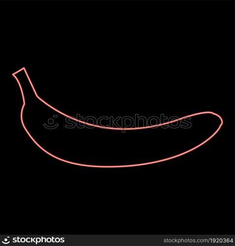 Neon banana red color vector illustration flat style light image. Neon banana red color vector illustration flat style image