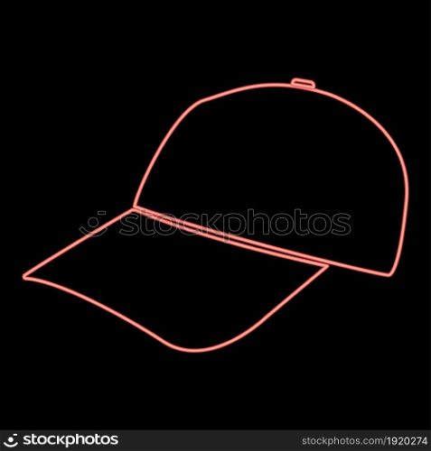 Neon baseball cap red color vector illustration flat style light image. Neon baseball cap red color vector illustration flat style image