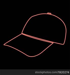 Neon baseball cap red color vector illustration flat style light image. Neon baseball cap red color vector illustration flat style image