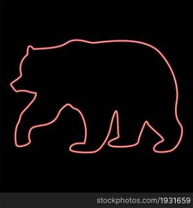 Neon bear red color vector illustration flat style light image. Neon bear red color vector illustration flat style image