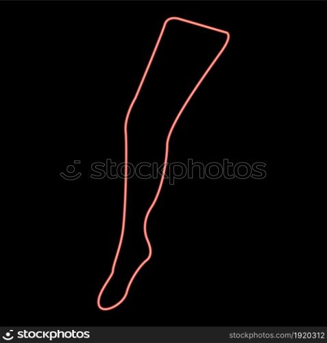 Neon beauty leg red color vector illustration flat style light image. Neon beauty leg red color vector illustration flat style image