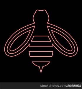 Neon bee honey red color vector illustration image flat style light. Neon bee honey red color vector illustration image flat style