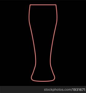 Neon beer glass red color vector illustration flat style light image. Neon beer glass red color vector illustration flat style image