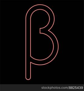 Neon beta greek symbol small letter lowercase font red color vector illustration image flat style light. Neon beta greek symbol small letter lowercase font red color vector illustration image flat style