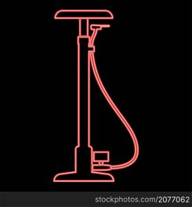 Neon bicycle pump red color vector illustration image flat style light. Neon bicycle pump red color vector illustration image flat style