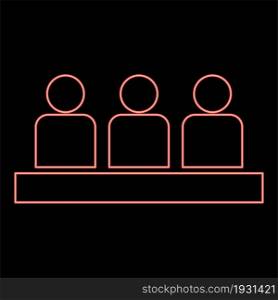 Neon board meeting - business concept icon black color in circle outline vector illustration red color vector illustration flat style light image. Neon board meeting - business concept icon black color in circle red color vector illustration flat style image