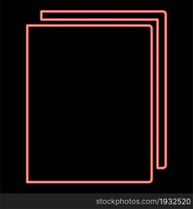 Neon book red color vector illustration flat style light image. Neon book red color vector illustration flat style image