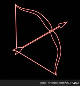 Neon bow and arrow red color vector illustration flat style light image. Neon bow and arrow red color vector illustration flat style image