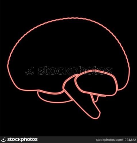 Neon brain icon black color in circle outline vector illustration red color vector illustration flat style light image. Neon brain icon black color in circle red color vector illustration flat style image