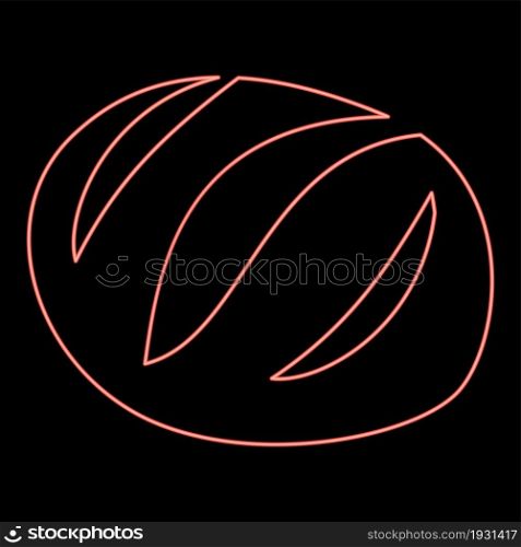 Neon bread icon black color in circle outline vector illustration red color vector illustration flat style light image. Neon bread icon black color in circle red color vector illustration flat style image