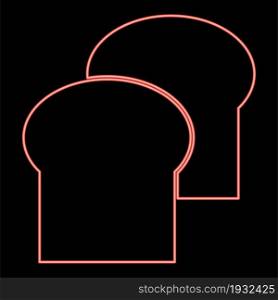 Neon bread red color vector illustration flat style light image. Neon bread red color vector illustration flat style image