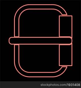 Neon buckle icon black color in circle outline vector illustration red color vector illustration flat style light image. Neon buckle icon black color in circle red color vector illustration flat style image