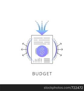 Neon budget vector line icon isolated on white background. Budget line icon for infographic, website or app.. Neon budget vector line icon.