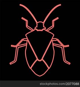 Neon bug red color vector illustration image flat style light. Neon bug red color vector illustration image flat style