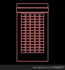 Neon building red color vector illustration flat style light image. Neon building red color vector illustration flat style image