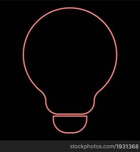 Neon bulb icon black color in circle outline vector illustration red color vector illustration flat style light image. Neon bulb icon black color in circle red color vector illustration flat style image
