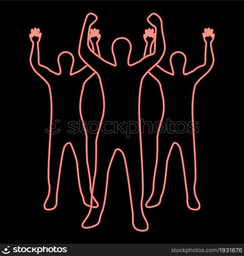 Neon business people red color vector illustration flat style light image. Neon business people red color vector illustration flat style image