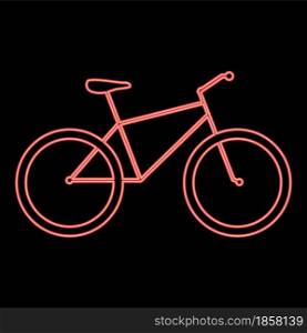 Neon bycicle red color vector illustration flat style light image. Neon bycicle red color vector illustration flat style image