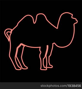 Neon camel red color vector illustration flat style light image. Neon camel red color vector illustration flat style image