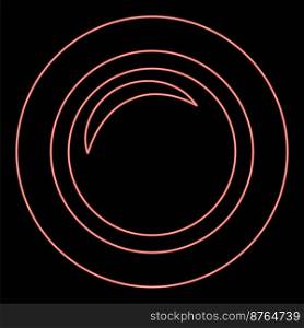 Neon camera lens photo equipment red color vector illustration image flat style light. Neon camera lens photo equipment red color vector illustration image flat style