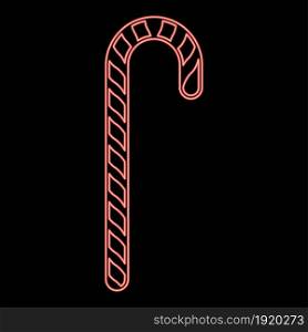 Neon candy cane red color vector illustration flat style light image. Neon candy cane red color vector illustration flat style image
