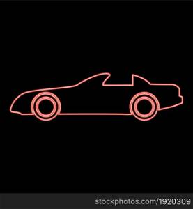 Neon car red color vector illustration flat style light image. Neon car red color vector illustration flat style image