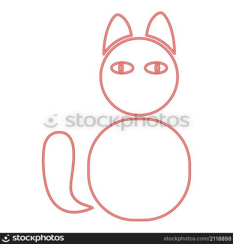 Neon cat red color vector illustration image flat style light. Neon cat red color vector illustration image flat style