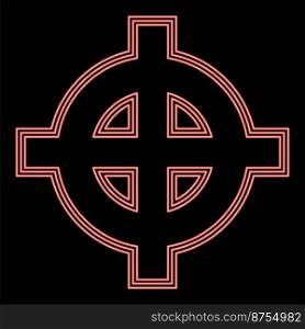 Neon celtic cross white superiority red color vector illustration image flat style light. Neon celtic cross white superiority red color vector illustration image flat style
