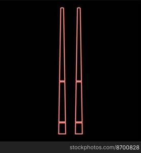 Neon chinese chopsticks red color vector illustration image flat style light. Neon chinese chopsticks red color vector illustration image flat style