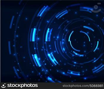 Neon circles abstract background. Neon blue circles vector abstract pattern background
