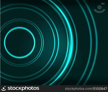 Neon circles abstract background. Neon blue circles vector abstract pattern background