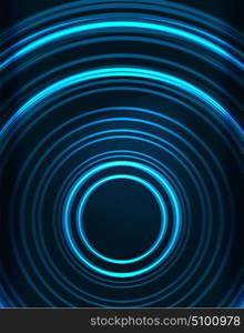 Neon circles abstract background. Neon blue circles vector abstract pattern background