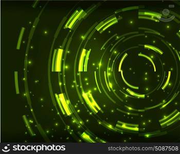 Neon circles abstract background. Neon green circles vector abstract pattern background