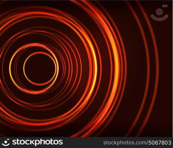 Neon circles abstract background. Neon orange circles vector abstract pattern background