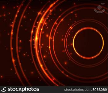 Neon circles abstract background. Neon orange circles vector abstract pattern background