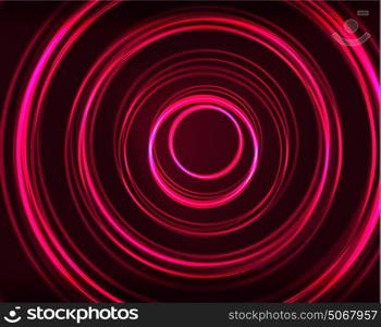 Neon circles abstract background. Neon red circles vector abstract pattern background