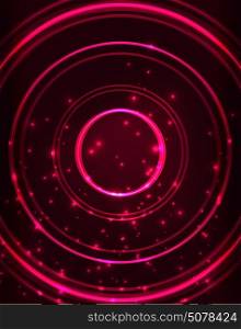 Neon circles abstract background. Neon red circles vector abstract pattern background