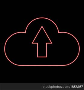 Neon cloud service red color vector illustration flat style light image. Neon cloud service red color vector illustration flat style image