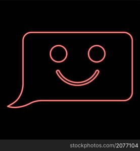 Neon comment smile message red color vector illustration image flat style light. Neon comment smile message red color vector illustration image flat style