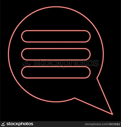 Neon comments red color vector illustration flat style light image. Neon comments red color vector illustration flat style image