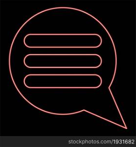 Neon comments red color vector illustration flat style light image. Neon comments red color vector illustration flat style image