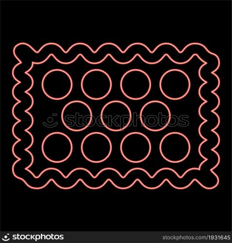 Neon cookie red color vector illustration flat style light image. Neon cookie red color vector illustration flat style image