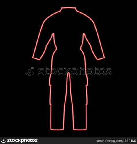 Neon coverall red color vector illustration flat style light image. Neon coverall red color vector illustration flat style image