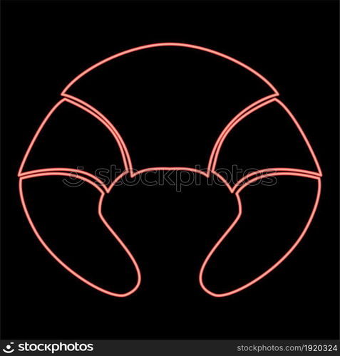 Neon croissant red color vector illustration flat style light image. Neon croissant red color vector illustration flat style image