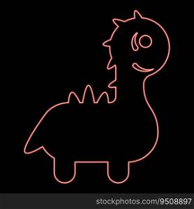 Neon cute dinosaur for baby red color vector illustration image flat style light. Neon cute dinosaur for baby red color vector illustration image flat style
