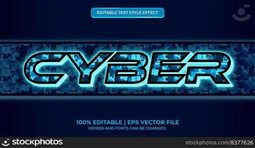 Neon cyber editable text effect, shiny and glow text style