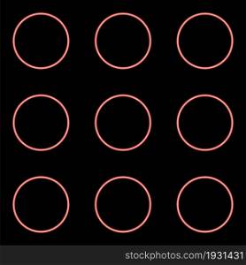 Neon dial button icon black color in circle outline vector illustration red color vector illustration flat style light image. Neon dial button icon black color in circle red color vector illustration flat style image