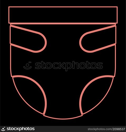 Neon diaper or nappy red color vector illustration image flat style light. Neon diaper or nappy red color vector illustration image flat style